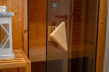 Sauna Modernes Reetdach-Haus am Strand des Bodstedter Bodden